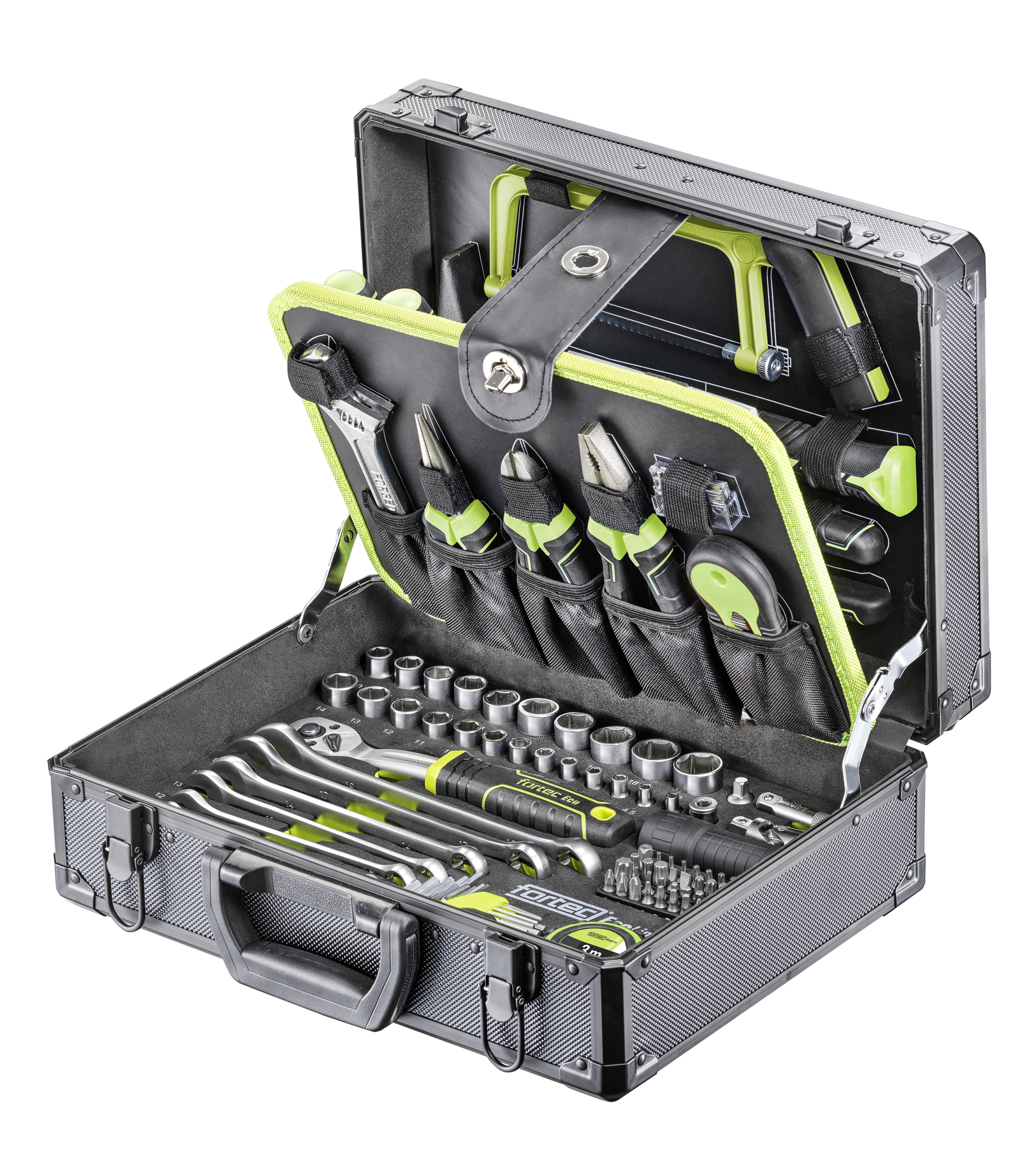 Bild von fortec® Werkzeugkoffer Alu "ECO" 126-tlg.